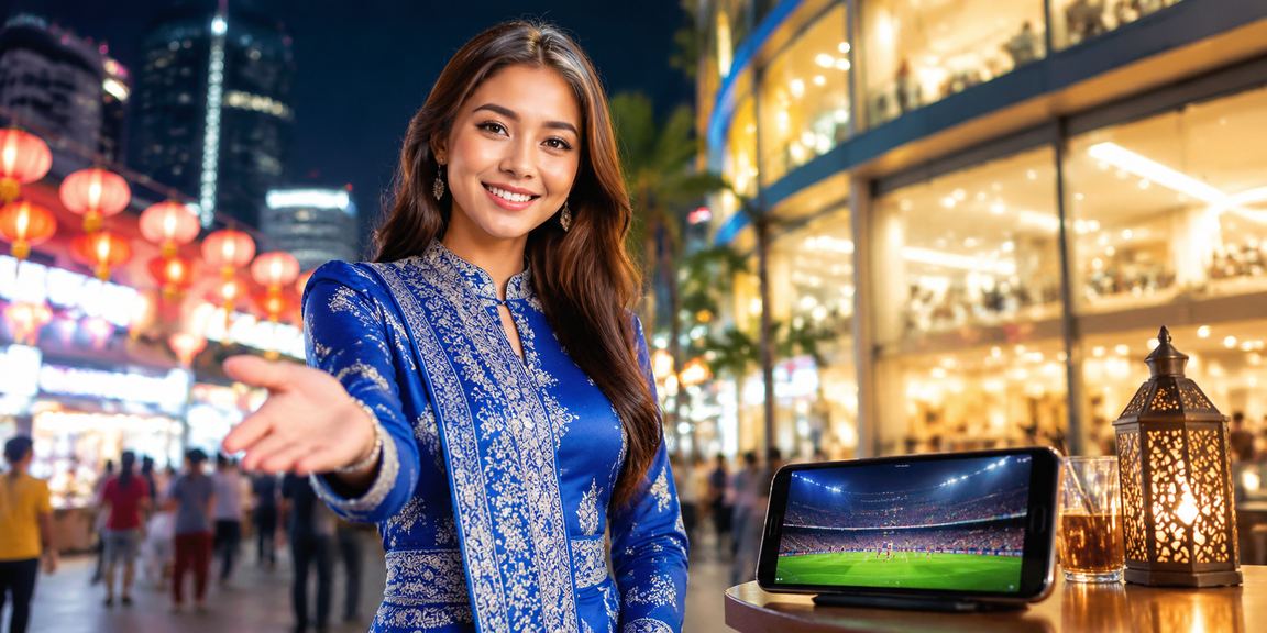 Pemain wanita berbaju kurung menggunakan kasino mudah alih di Kuala Lumpur
